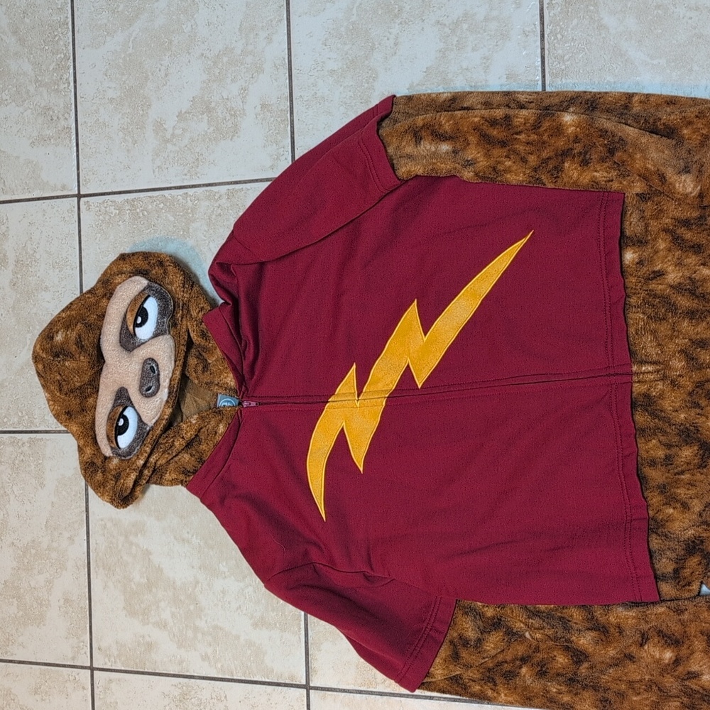 Women's Red and Brown Hooded Pajama Set - Picture 4 of 7